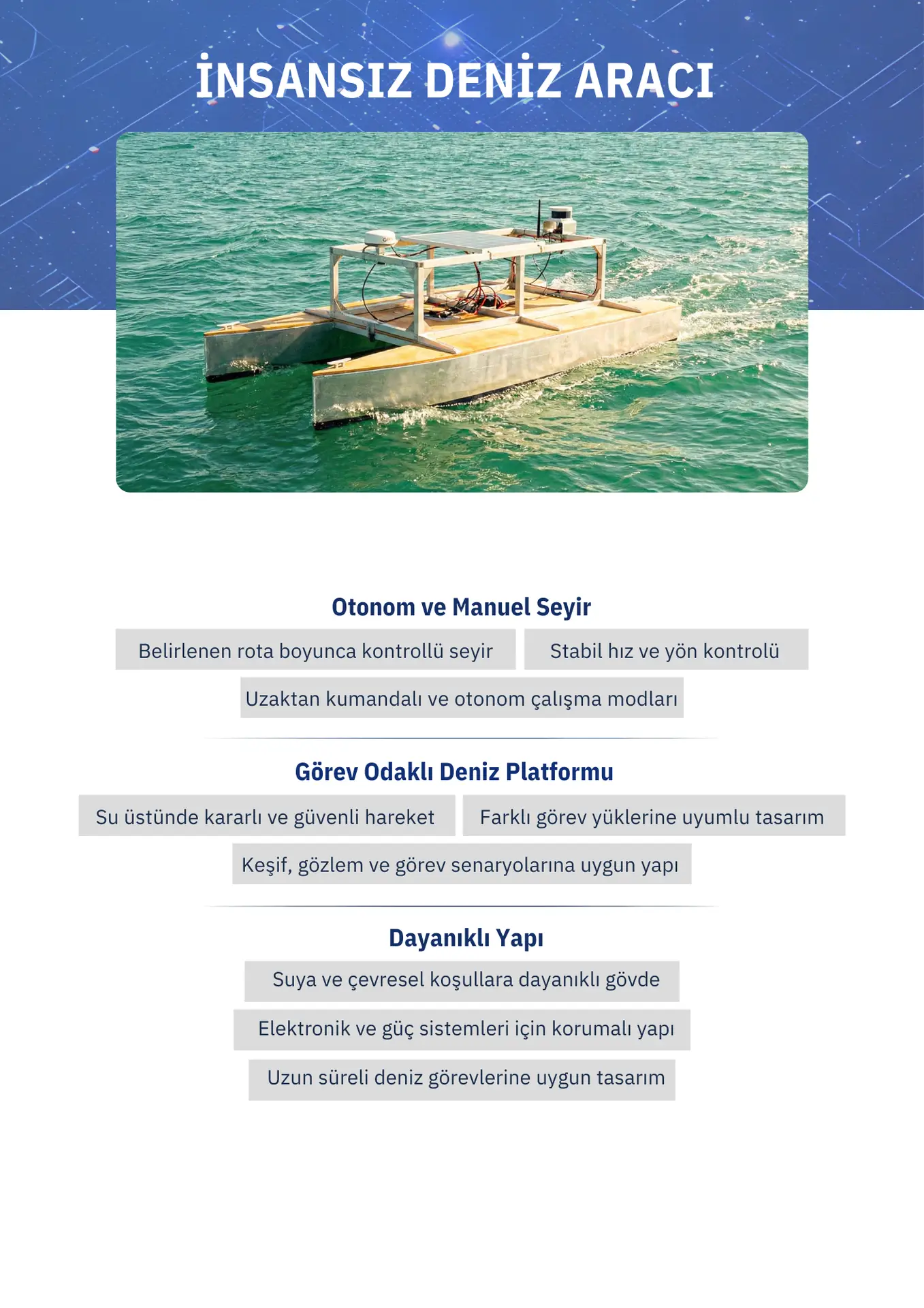 TEKNOFEST insansız deniz aracı otonom su üstü robotik platformu detaylar