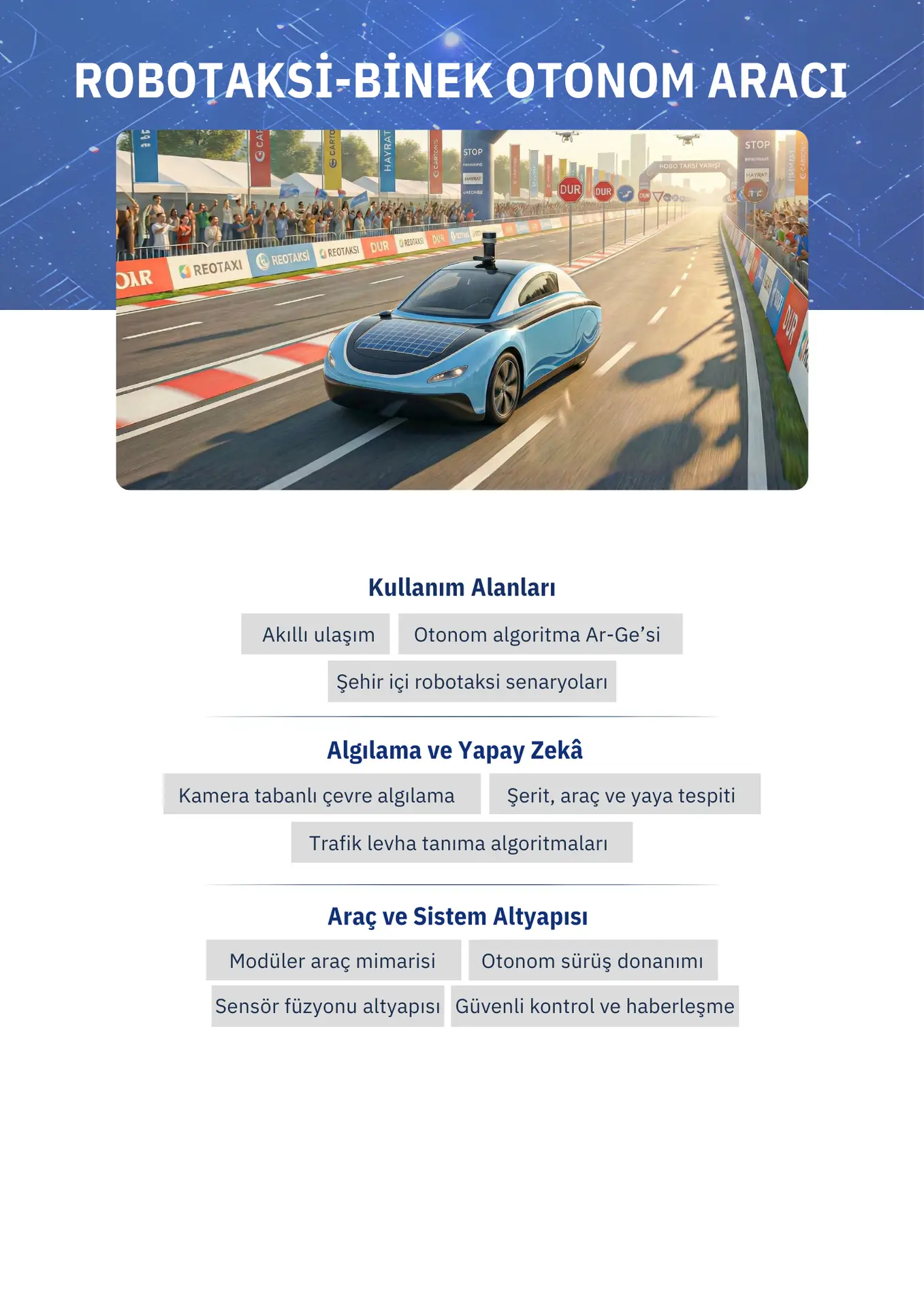 TEKNOFEST Robotaksi otonom binek aracı ve akıllı şehir mobilite teknolojisi detaylar